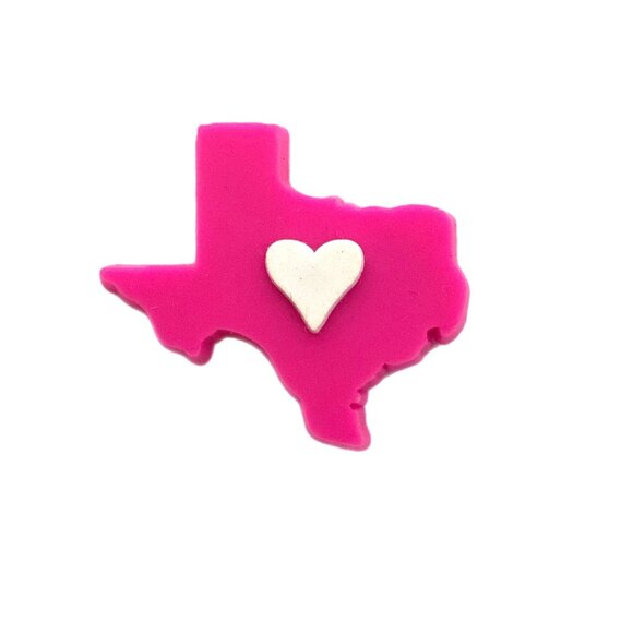 NWOT Pink Texas White Heart Croc Charm US State - Picture 1 of 3